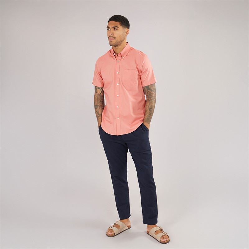 Ben Sherman Mens Short Sleeve Oxford Shirt Raspberry
