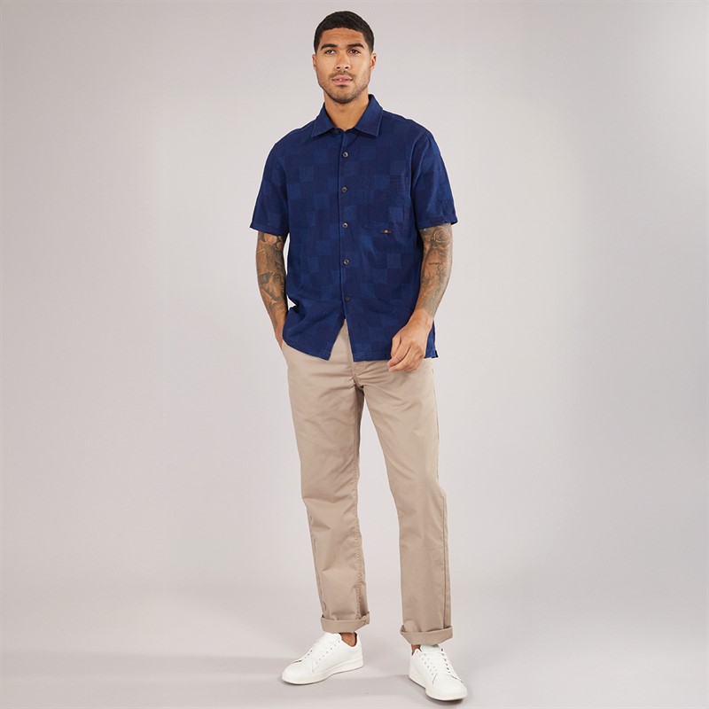 Ben Sherman Mens Short Sleeve Indigo Check Shirt Dark Navy