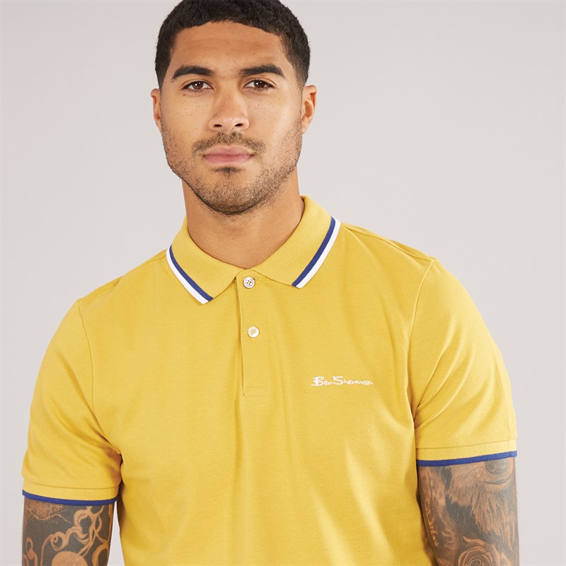 Ben Sherman Mens Twin Tipped Polo Shirt Sunflower
