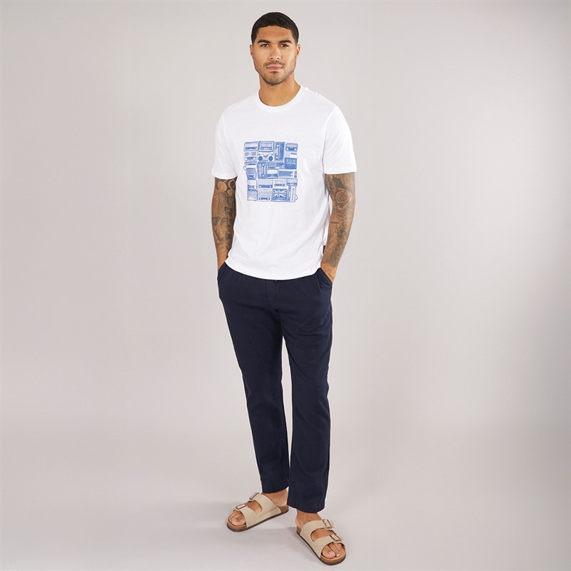 Ben Sherman Mens Radio Stack T-Shirt White