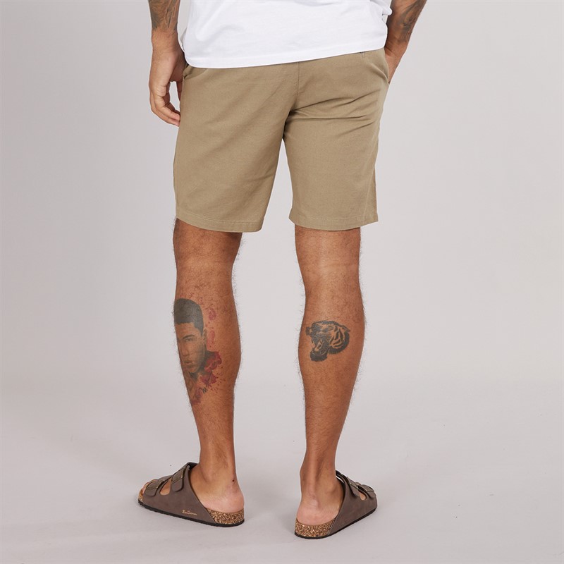 Ben Sherman Mens Relaxed Waist Linen Blend Shorts Stone