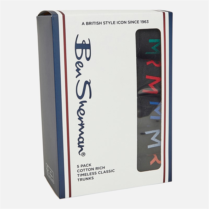 Ben Sherman Mens Martin Five Pack Boxer Trunks Black/Black/Black/Black/Black