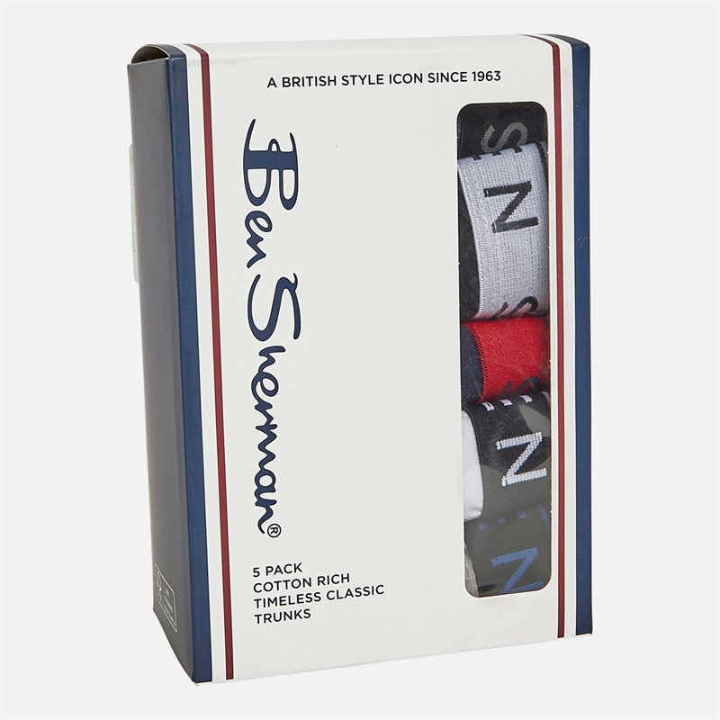 Ben Sherman Mens Joe Five Pack Trunks Multi