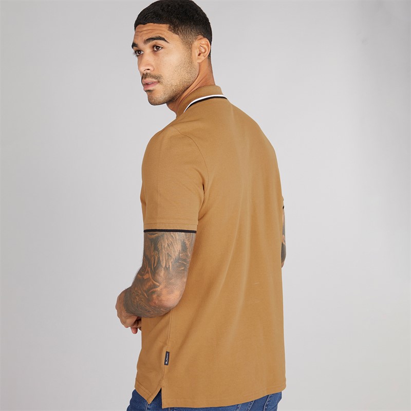 Ben Sherman Polo Homme à double bande Light Brown