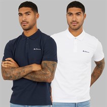 Ben Sherman Mens Two Pack Polos Dark Navy/White