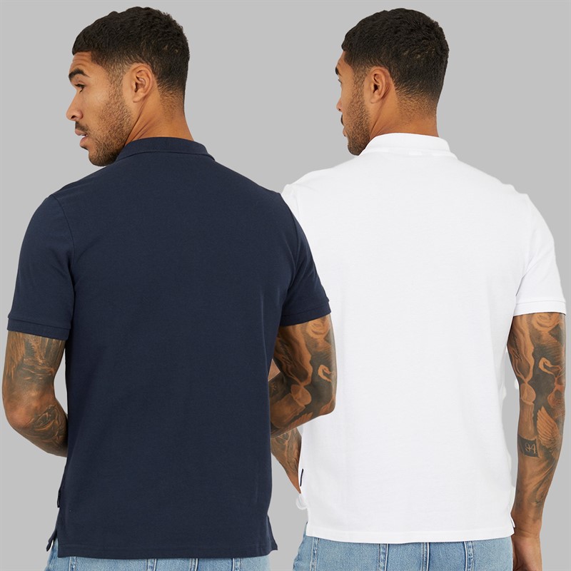 Ben Sherman Herren Zweierpack Poloshirts Dunkelblau/Weiß