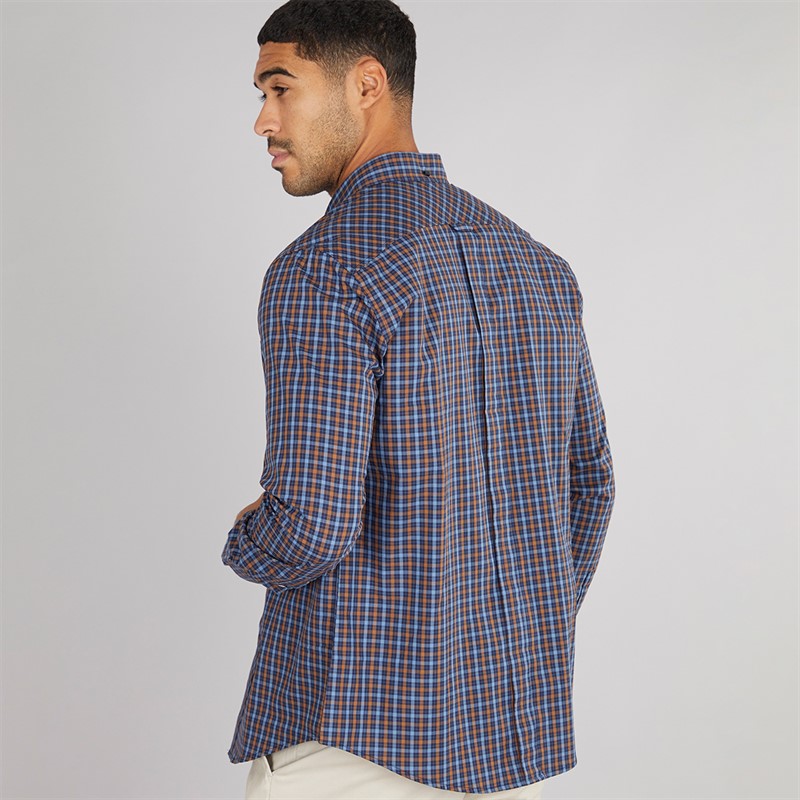 Ben Sherman Herren Langarm Karo Hemd Dark Navy