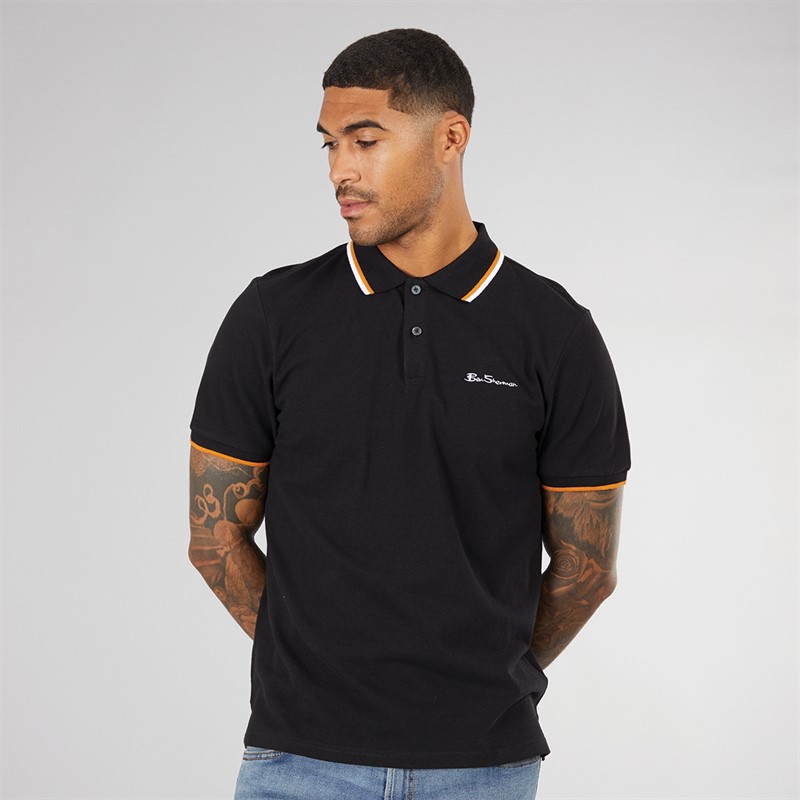 Ben Sherman Mens Twin Tipped Polo Black - Size S
