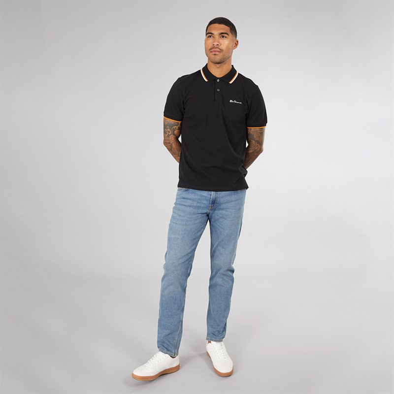 Ben Sherman Polo Piqué Double Ligne Homme Noir