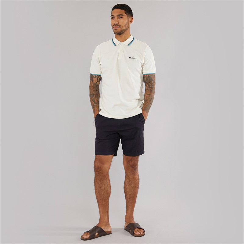 Ben Sherman Mens Twin Tipped Polo Ivory