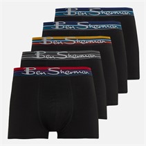 Ben Sherman Mens Oscar Five Pack Boxer Trunks Black/Multi
