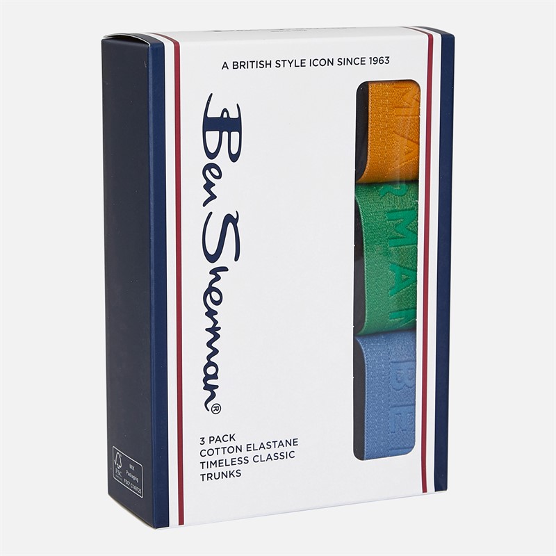 Ben Sherman Mens Bo Three Pack Boxer Trunks Black