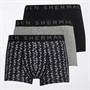 Ben Sherman Mens Jalen Three Pack Boxer Trunks Black/Print/Grey