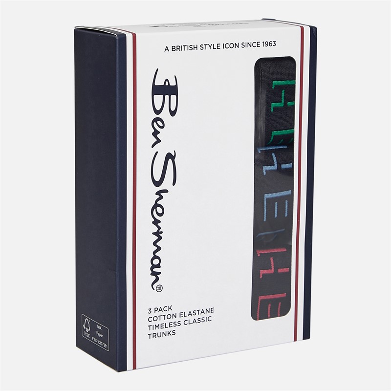 Ben Sherman Mens Casen Three Pack Boxer Trunks Black