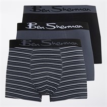 Ben Sherman Mens Franco Three Pack Boxer Trunks Grey/Stripe/Black