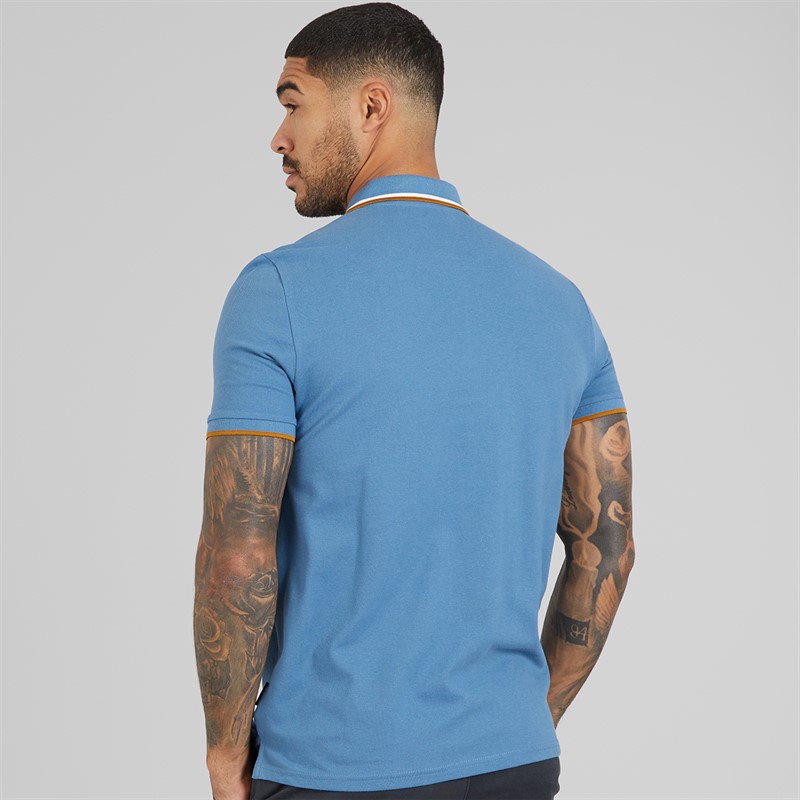 Ben Sherman Herren Polo Shirt mit doppelten Streifen Airforce