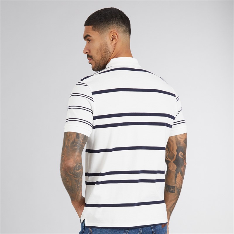 Ben Sherman Mens Mixed Stripe Polo Shirt Snow White