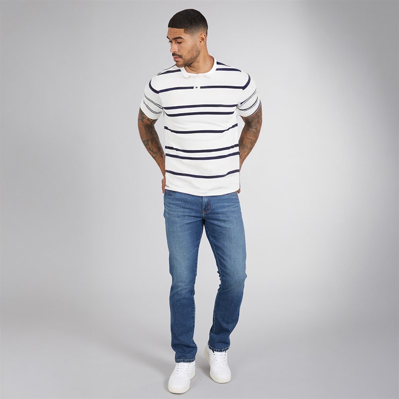 Ben Sherman Mens Mixed Stripe Polo Shirt Snow White