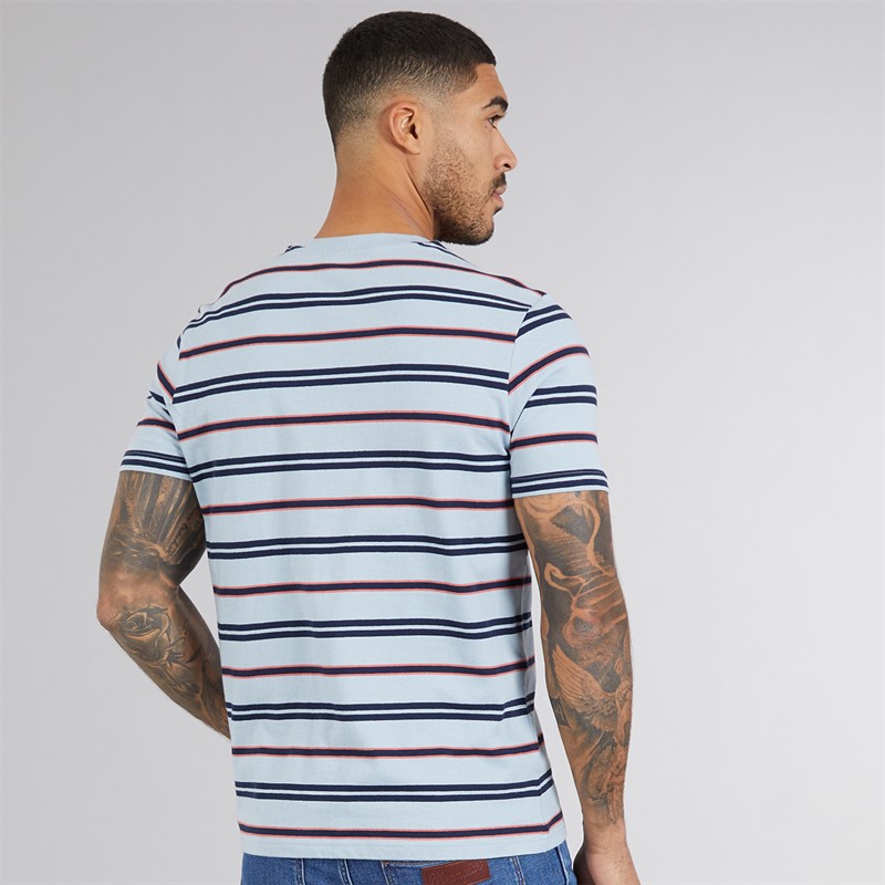 Ben Sherman Mens Stripe T-Shirt Dusky Blue