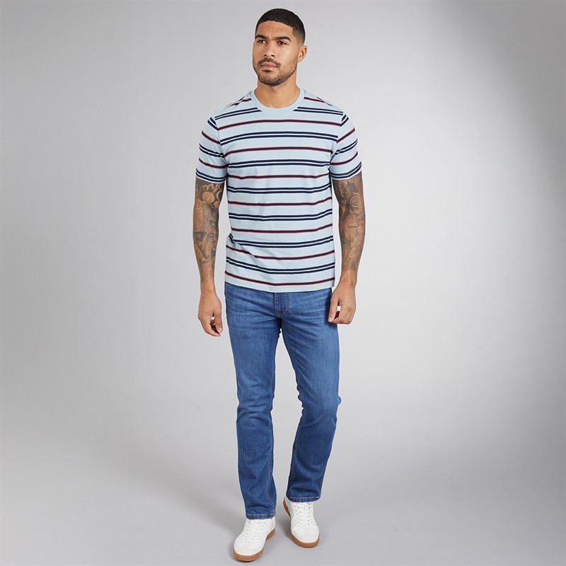 Ben Sherman Mens Stripe T-Shirt Dusky Blue