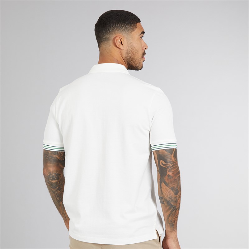 Ben Sherman Mens Placket Interest Polo Shirt Snow White