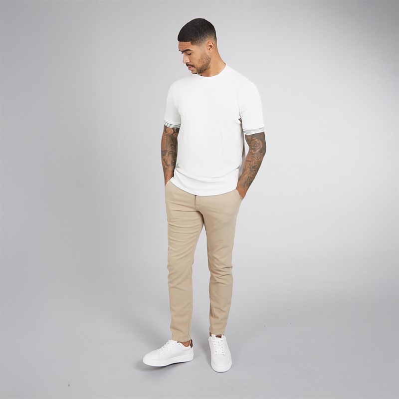 Ben Sherman Mens Placket Interest Polo Shirt Snow White