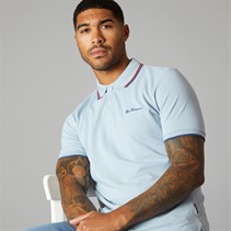 Ben Sherman Mens Twin Tipped Polo Ice Blue