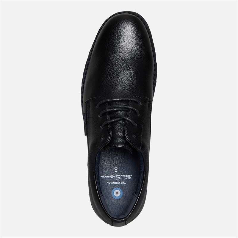 Ben Sherman Mens Chesterley Derby Shoes Black Grainy Pu