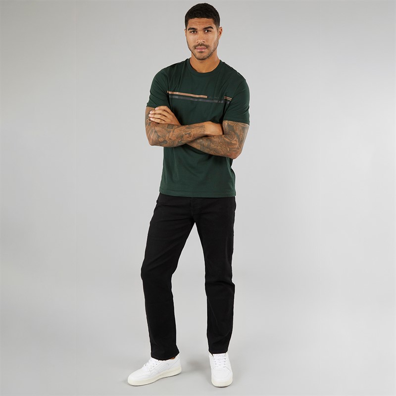 Ben Sherman Mens Seasonal Stripe T-Shirt Dark Green
