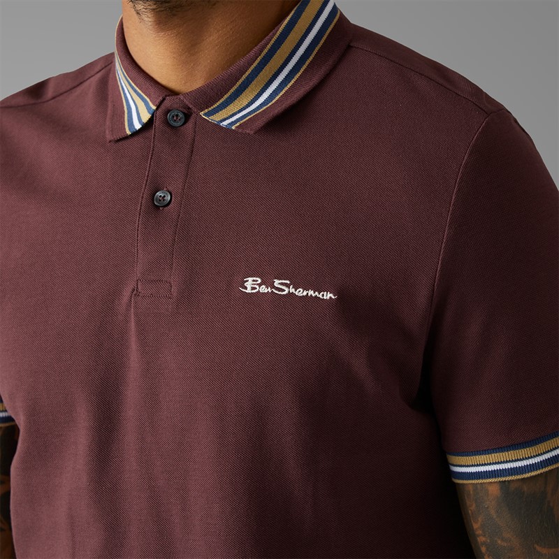 Ben Sherman Mens House Collar Polo Shirt Aubergine