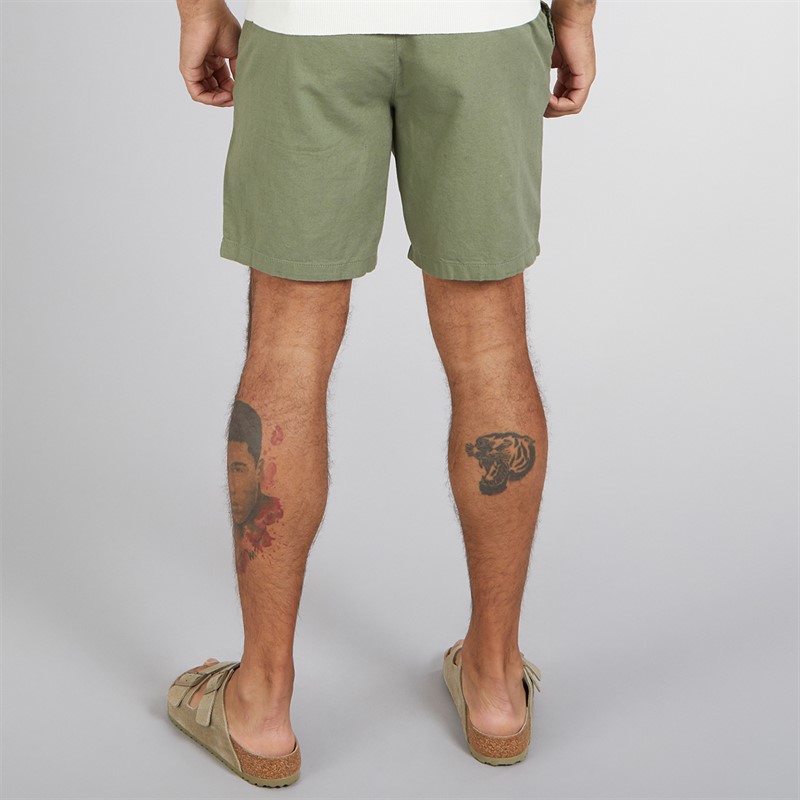 Ben Sherman Mens Linen Shorts Olive