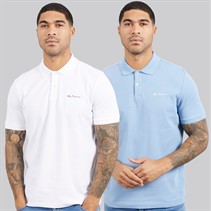 Ben Sherman Herre to pak ensfarvede polo T-shirts hvid/gletsjer Glacier/Hvid