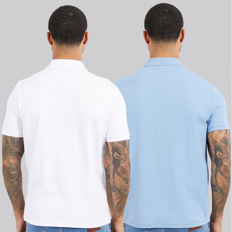 Ben Sherman Herre to pak ensfarvede polo T-shirts hvid/gletsjer Glacier/Hvid