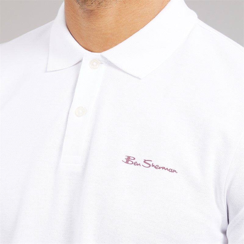 Ben Sherman Herre to pak ensfarvede polo T-shirts hvid/gletsjer Glacier/Hvid