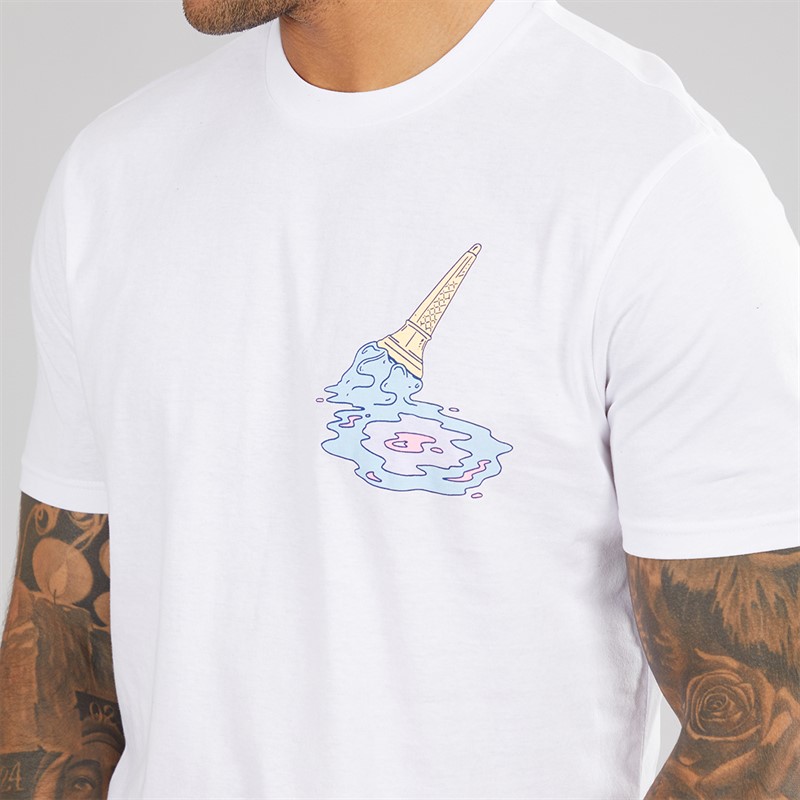 Ben Sherman Mens Ice Cream Splat Target Graphic T-Shirt White