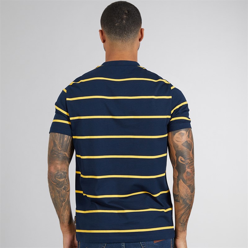 Ben Sherman Mens Stripe Script T-Shirt Dark Navy