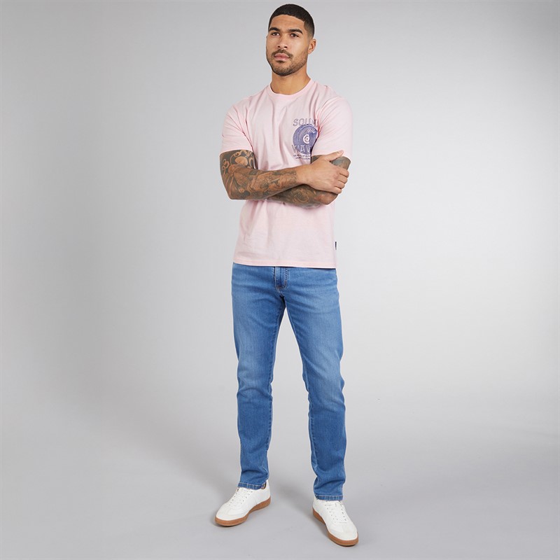 Ben Sherman Mens Ocean Record Graphic T-Shirt Blush Pink