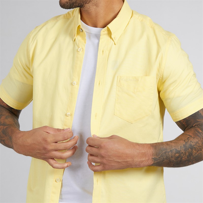 Ben Sherman Mens Short Sleeve Oxford Shirt Corn