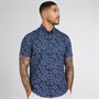 Ben Sherman Mens Short Sleeve Floral Shirt Dark Navy