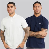 Ben Sherman Herre to pak ensfarvede poloskjorter Light Green/Dark Navy
