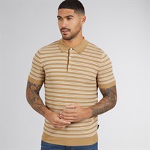Ben Sherman Mens Jacquard Stripe Polo Shirt Sand