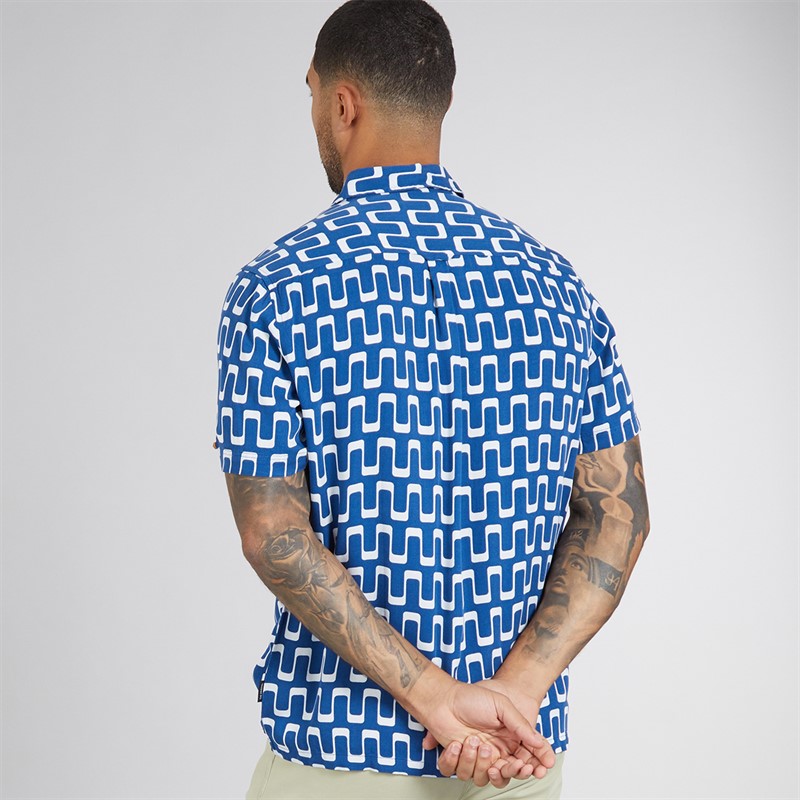 Ben Sherman Mens Short Sleeve Jazz Shirt Royal Blue