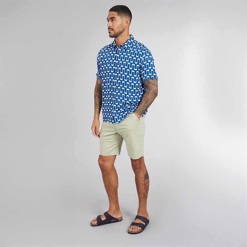 Ben Sherman Mens Short Sleeve Jazz Shirt Royal Blue