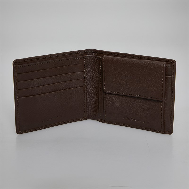 Ben Sherman Mens Wilder Pebble Leather Bi Fold Wallet Brown