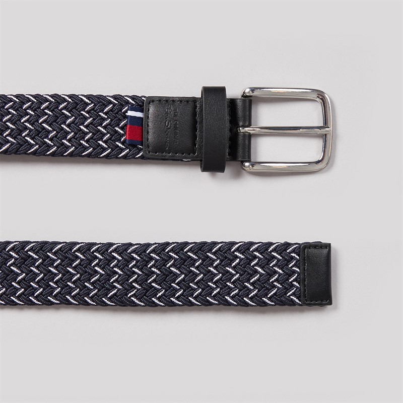 Ben Sherman Mens Mixed Weave Belt Navy/White Navy / White