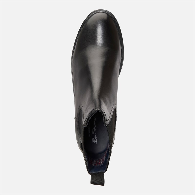 Ben Sherman Mens Dennis Leather Chelsea Boots Black Leather