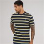 Ben Sherman Mens Textured Stripe T-Shirt Dark Navy