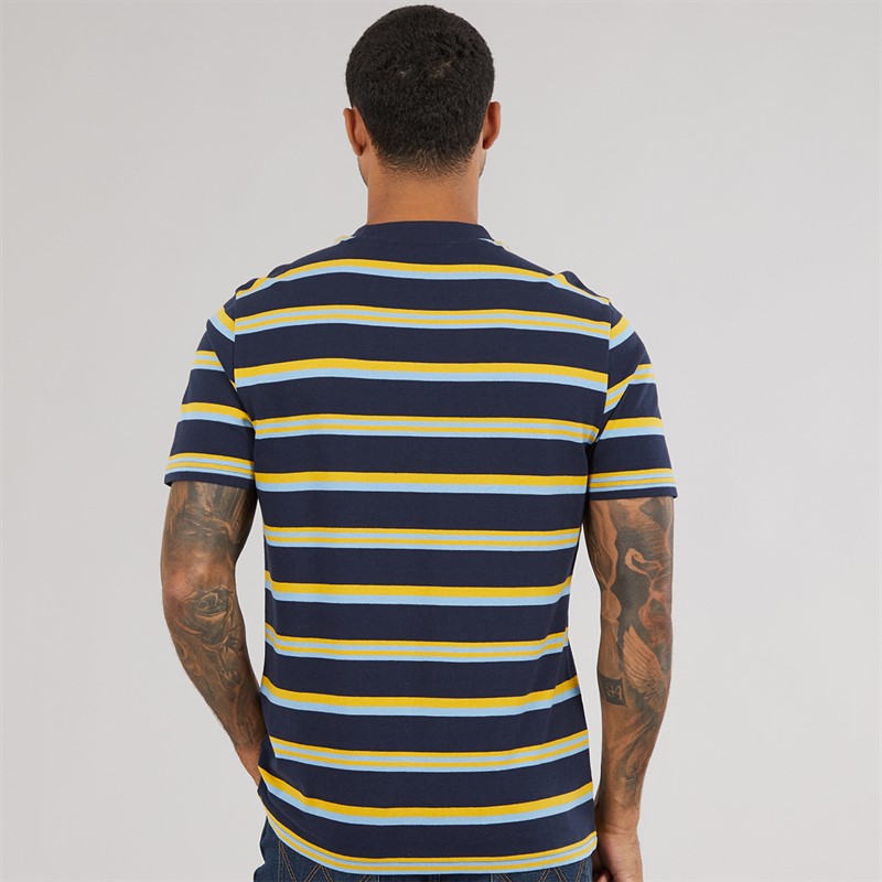 Ben Sherman Mens Textured Stripe T-Shirt Dark Navy