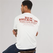 Ben Sherman Mens Secret Tune Society T-Shirt Ivory