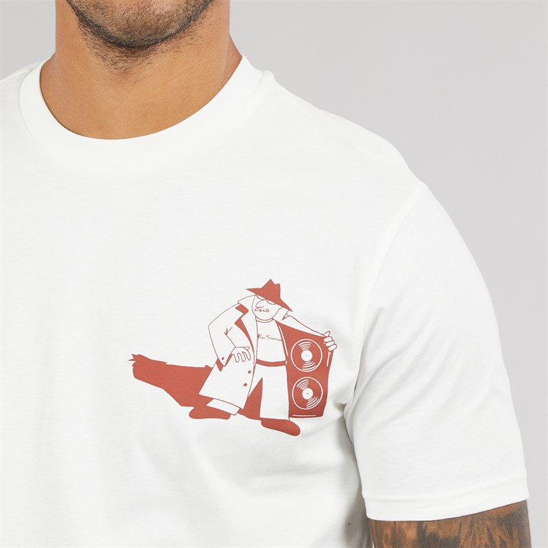 Ben Sherman Mens Secret Tune Society T-Shirt Ivory